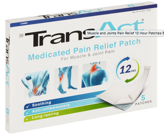 TransAct Muscle and Joints Pain Relief 12 Hour Patches 5 Patches